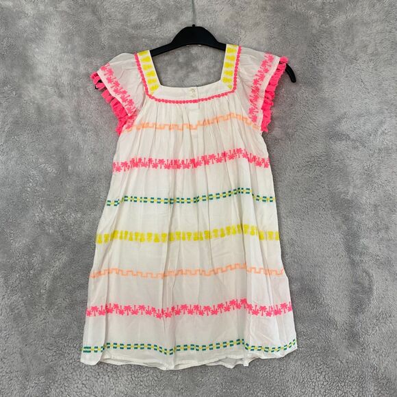 Cat & Jack Girls Size L (10/12) Tassel Embroidered Dress‎ Rainbow Colors Lined - Picture 2 of 12
